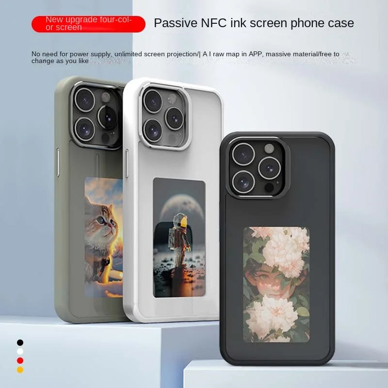 DIY E-Ink NFC Phone Case – 3.7-inch Four-Color Display, Wireless Transmission for iPhone 13/14/15.