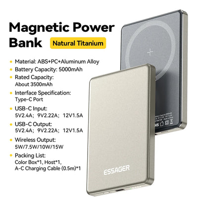 Essager Thin Wireless Power Bank Magnetic 20W 5000mAh For iPhone