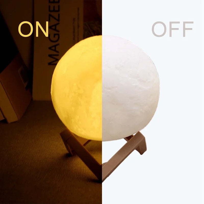 8CM LED Night Light 3D Print Moon Lamp