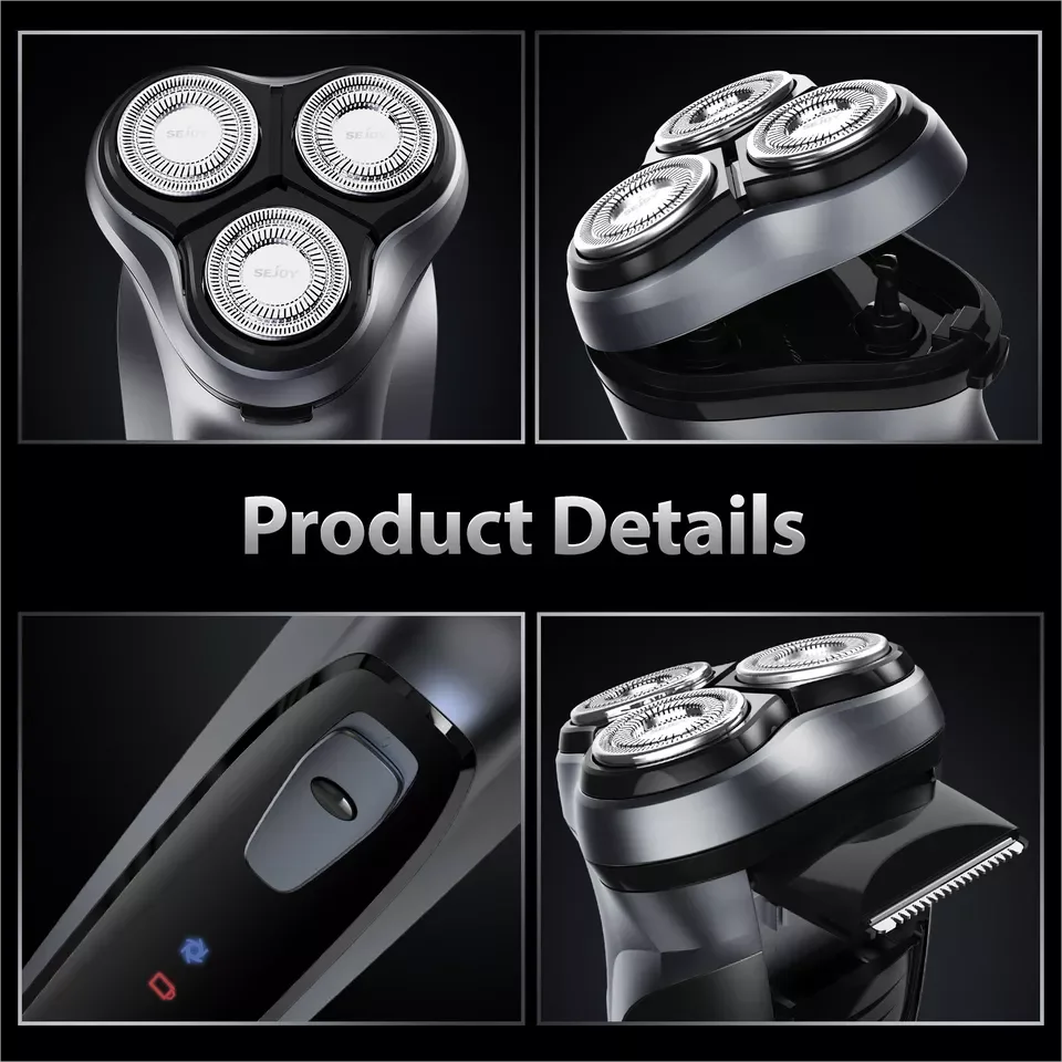 Rechargeable Electric Shaver – Wet & Dry Use Rotary Shaving Machine with Pop-Up Hair Trimmer