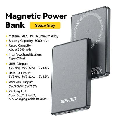 Essager Thin Wireless Power Bank Magnetic 20W 5000mAh For iPhone