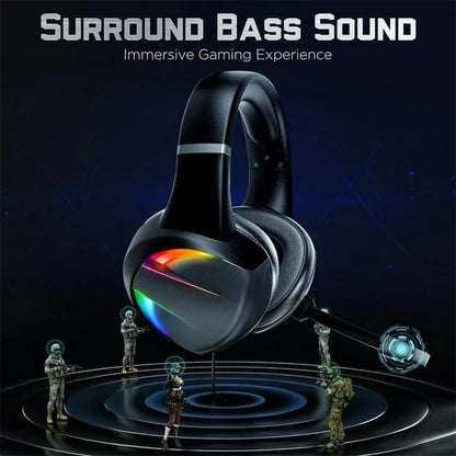 RGB Gaming Headset with Surround Sound & Noise-Canceling Mic