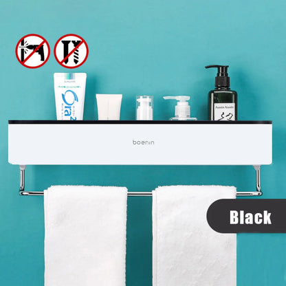 Punch Free Bathroom Shelf with Towel Bar