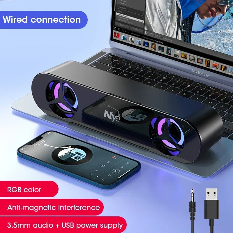 Niye 4D Surround Soundbar with RGB, Bass Subwoofer for Laptop, PC & Home Theater