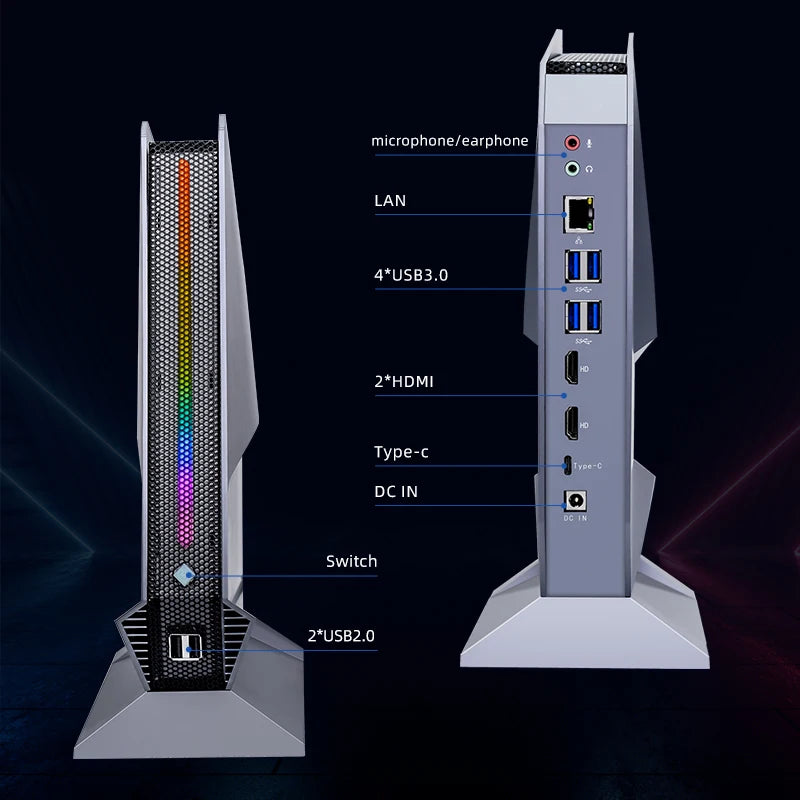 13th Gen Gaming PC Mini: Intel i9 13900H/i7 13700H, RTX 4060/3050 8GB, WiFi 6, RGB, Barebone Desktop