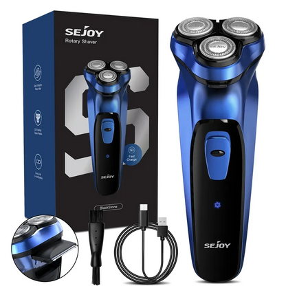 Rechargeable Electric Shaver – Wet & Dry Use Rotary Shaving Machine with Pop-Up Hair Trimmer