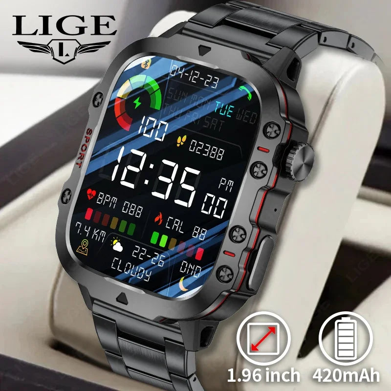 2024 LIGE Rugged Military Smart Watch For Men Android lOS