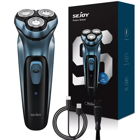 Rechargeable Electric Shaver – Wet & Dry Use Rotary Shaving Machine with Pop-Up Hair Trimmer