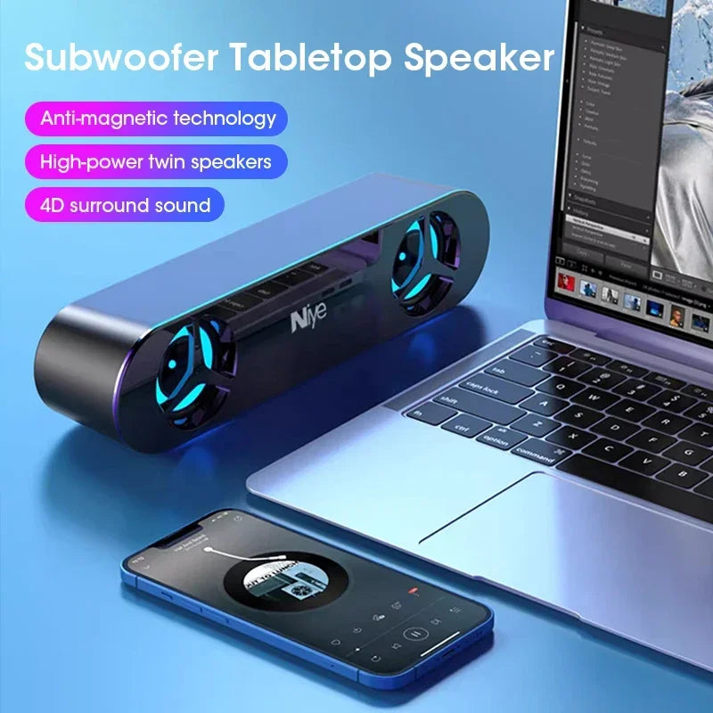 Niye 4D Surround Soundbar with RGB, Bass Subwoofer for Laptop, PC & Home Theater