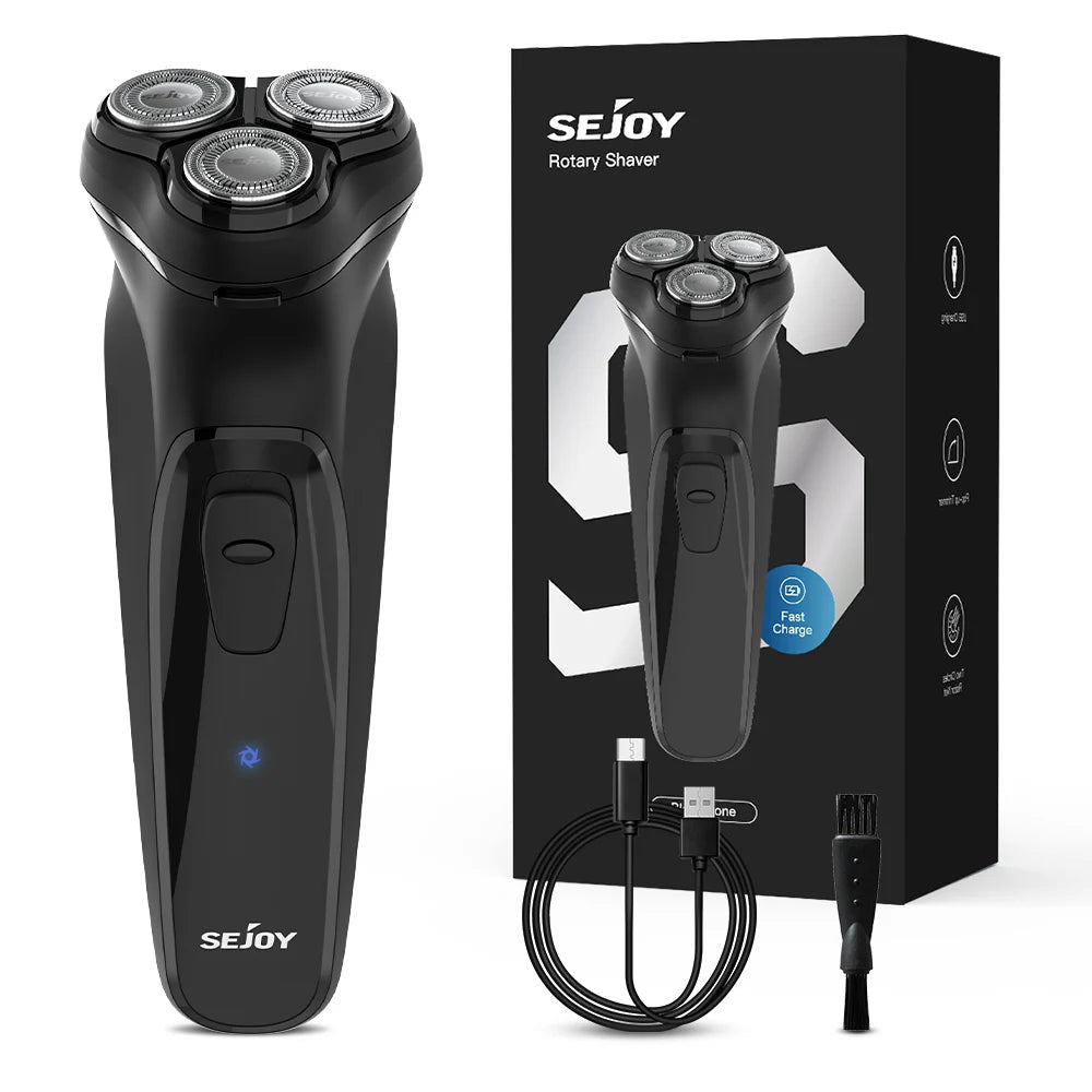 Rechargeable Electric Shaver – Wet & Dry Use Rotary Shaving Machine with Pop-Up Hair Trimmer