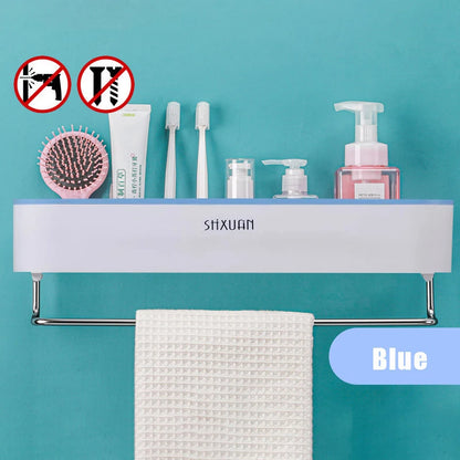 Punch Free Bathroom Shelf with Towel Bar