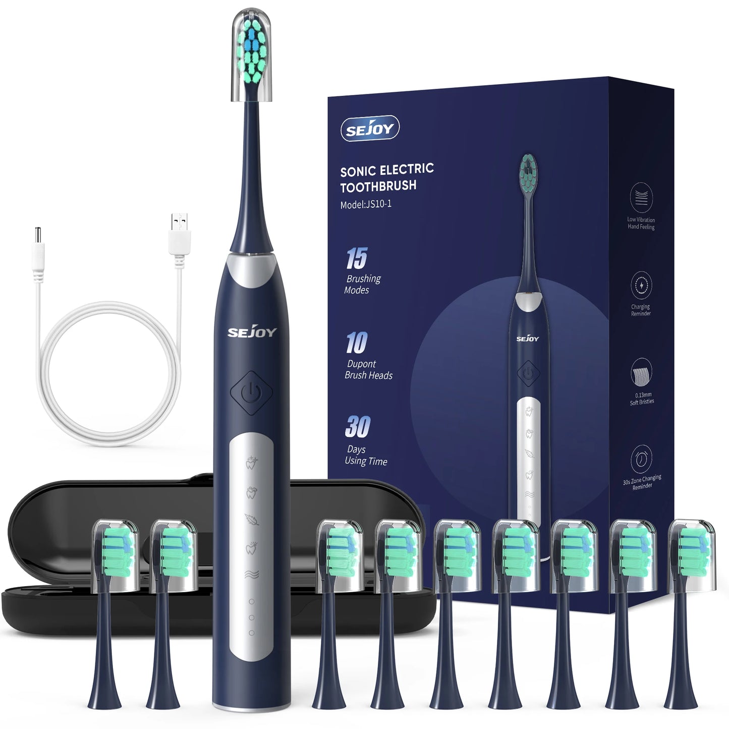 Electric Sonic Toothbrush with 10 pcs Replacement Heads