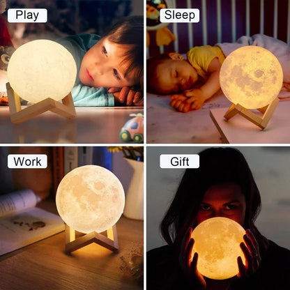 8CM LED Night Light 3D Print Moon Lamp