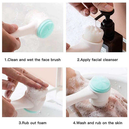 3D Double-Sided Silicone Facial Cleansing & Exfoliating Brush